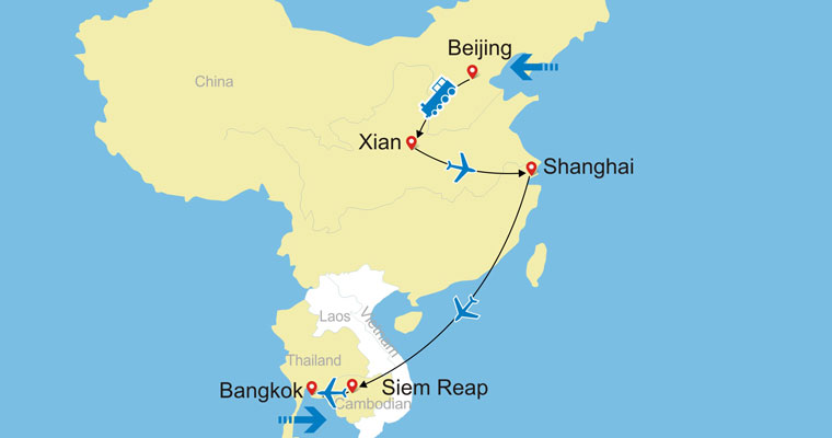 Beijing-Xian-Shanghia-Siem Reap-Bangkok